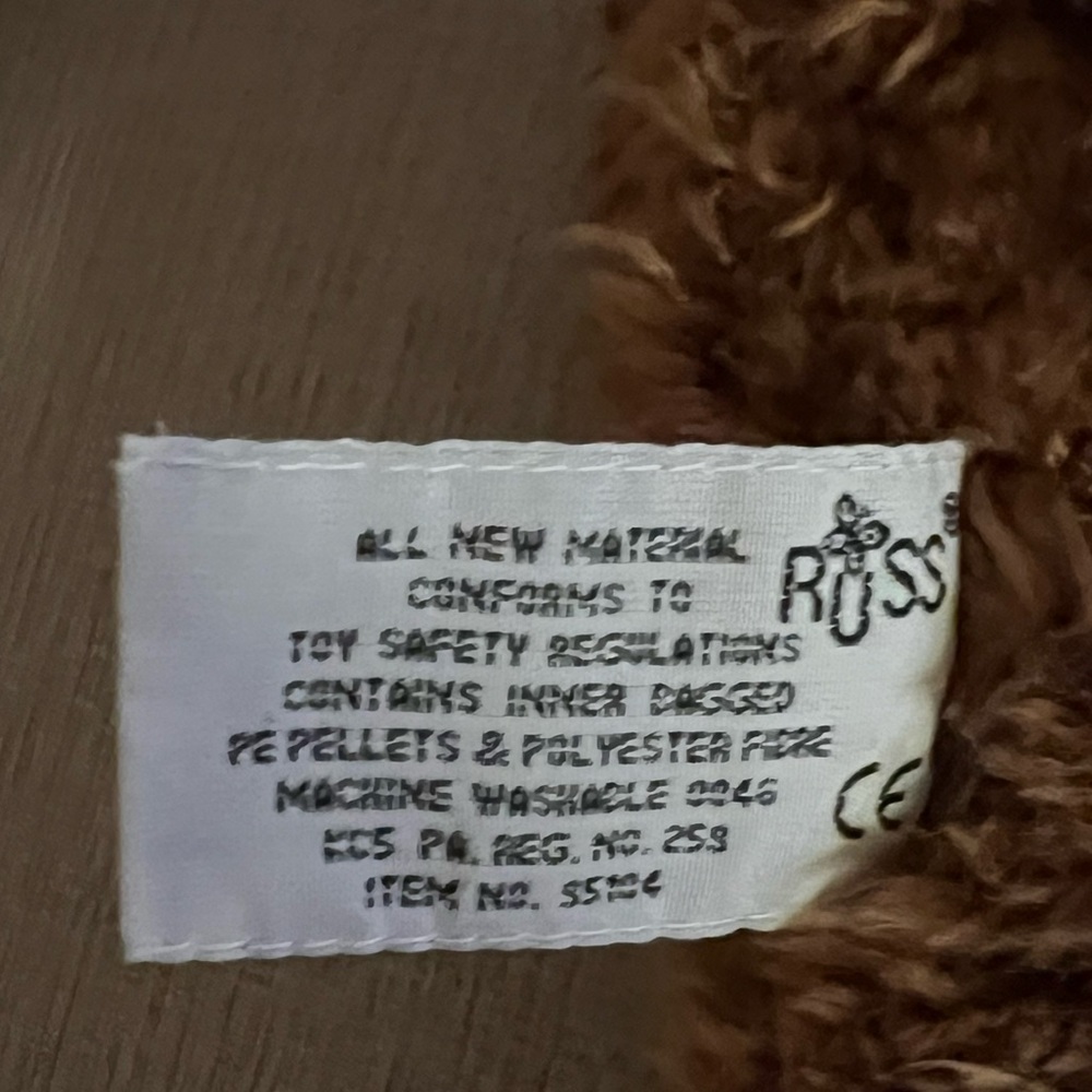 Russ bearie Ernest‎ Bear Plush Dark curly Hair Velvet feet - Picture 2 of 8